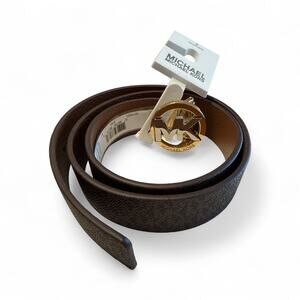 Michael by Michael Kors Logo Belt with Two Tone MK Buckle Reversible Monogram S